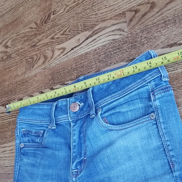 (4) American Eagle Super Stretch Kick Boot Extra Shorts Denim Jeans - Picture 6 of 11